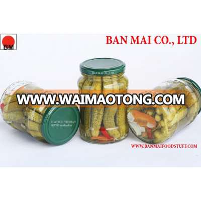 Vietnam pickled gherkin/cucumber in glass jar